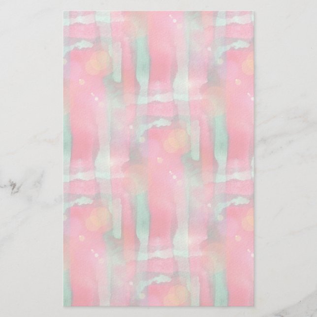 Sun glare abstract painted watercolor stationery (Front)