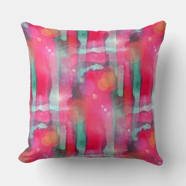 Sun glare abstract painted watercolor throw pillow (Front)
