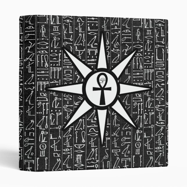 Sun God Egyptian Hieroglyphics Occult Goth Binder (Front/Spine)