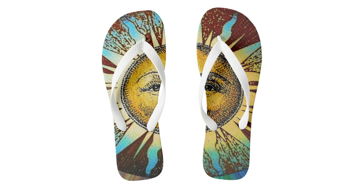 Sun God Sun face summer slippers | Zazzle