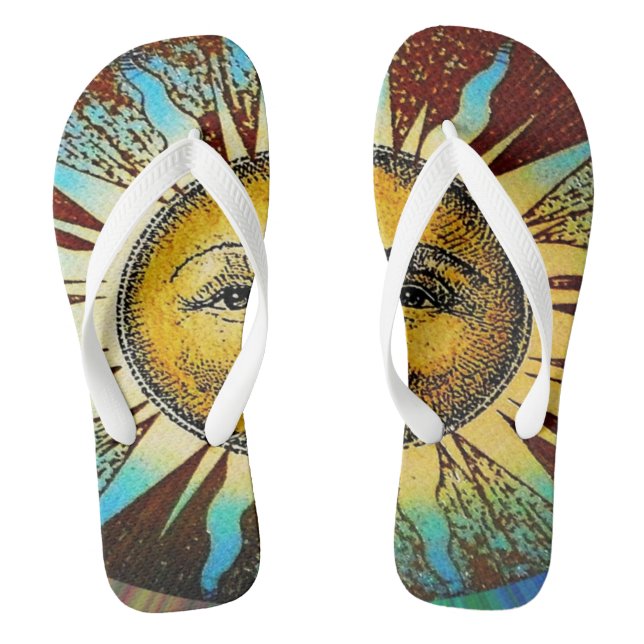 Sun God Sun face summer slippers (Footbed)
