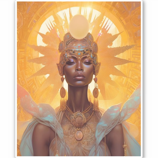 Sun Goddess Fantasy Art Sticker (Front)