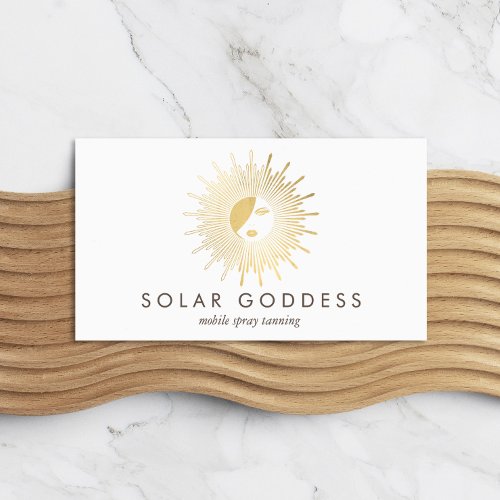 Sun Goddess Girl Logo Spray Tanning Salon Business Card