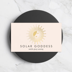 Sun Goddess Girl Logo Spray Tanning Salon Pink Business Card