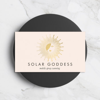 Sun Goddess Girl Logo Spray Tanning Salon Pink Business Card by 1201am at Zazzle