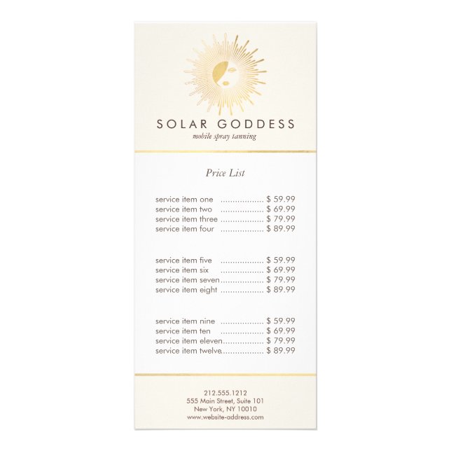 Sun Goddess Girl Logo Spray Tanning Salon Pink Rack Card (Front)