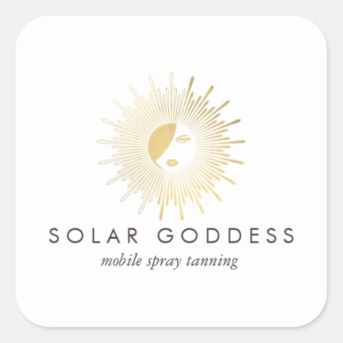 Sun Goddess Girl Logo Spray Tanning Salon Square Sticker