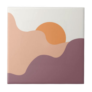 Sun goes down behind the purple hills ceramic tile