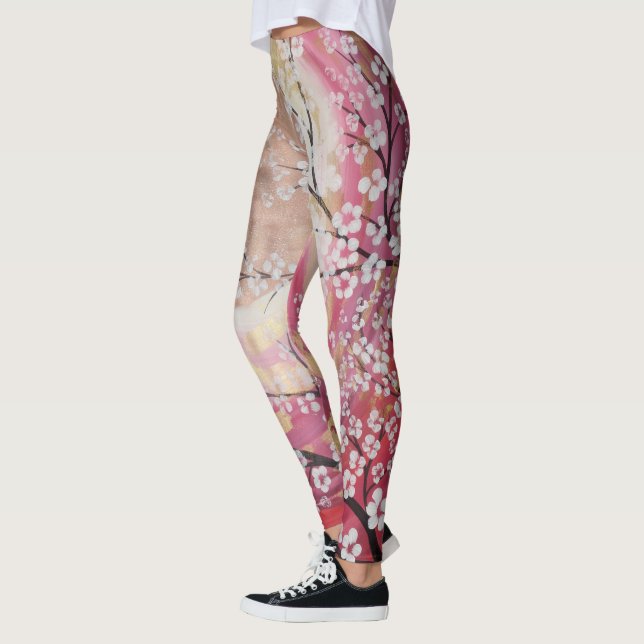 Sun gold pink sakura cherry blossom flowers pants (Left)