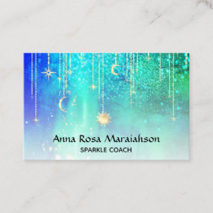 *~* Sun Gold Stars Sparkle Moon Celestial Rainbow Business Card
