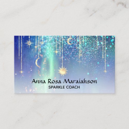  Sun Gold Stars Sparkle Moon Celestial Rainbow Business Card