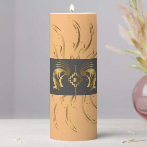 Sun Golden Kokopelli Pillar Candle