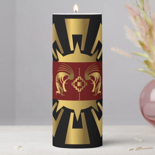 Sun Golden Kokopelli Pillar Candle
