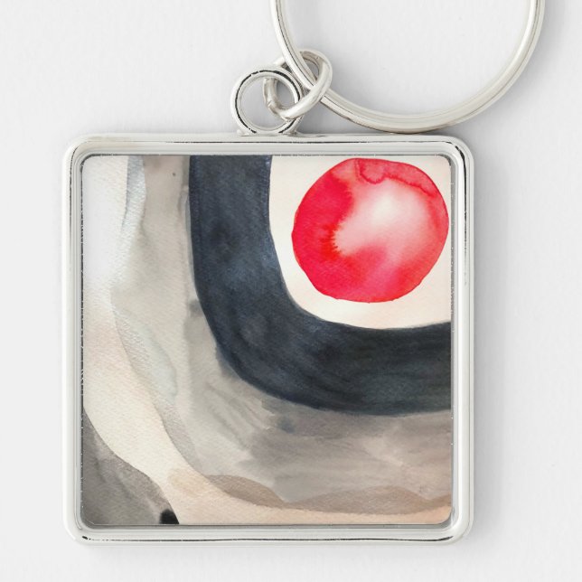 Sun grey and black abstract modern art keychain (Front)