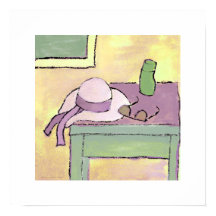 sun hat acrylic painting poster