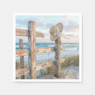 Sun Hat On a Beach Fence Napkins