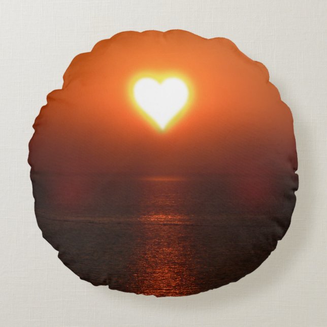 Sun & Heart & Sea Round Pillow (Front)