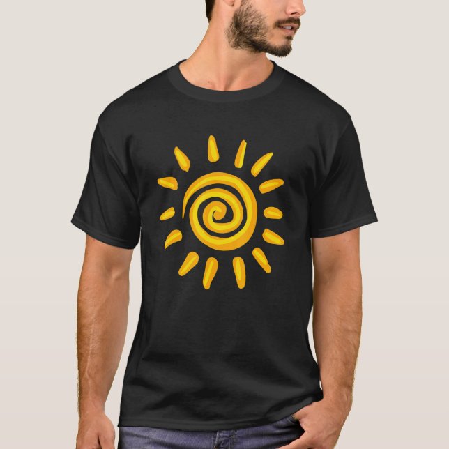 Sun Hello Summer Vacation Sunshine Retro Sun Graph T-Shirt (Front)