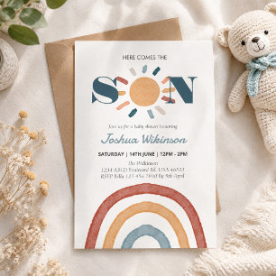 Sun Here comes the Son baby shower Invitation