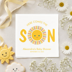 Sun Here Comes the Son Boy Baby Shower Napkins