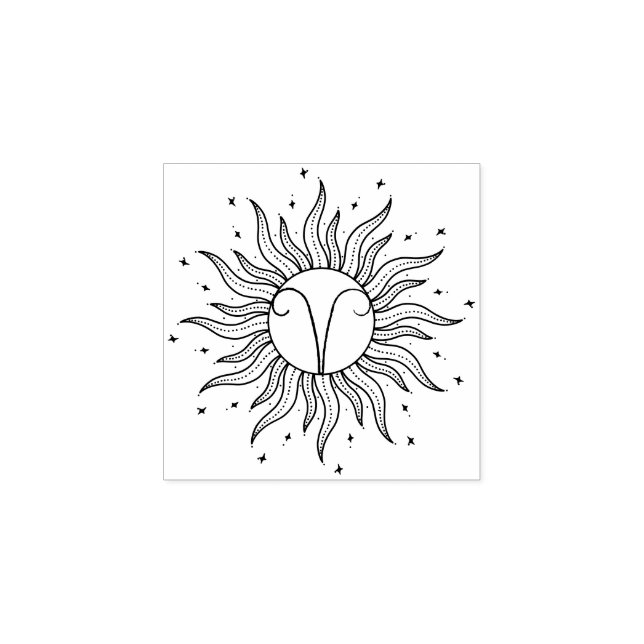 Sun Horoscope Aries Rubber Stamp (Imprint)