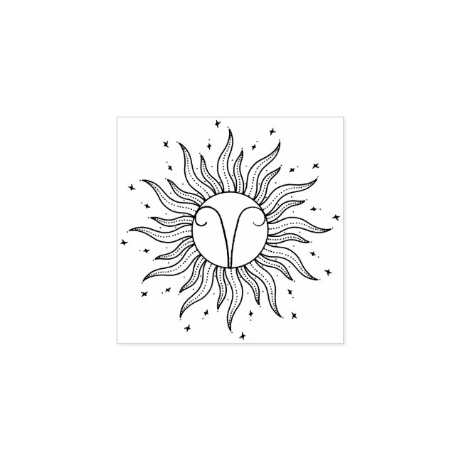 Sun Horoscope Aries Rubber Stamp