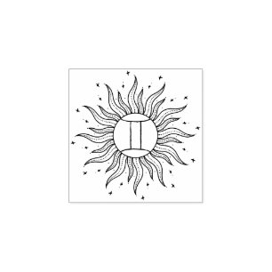 Sun Horoscope Gemini Rubber Stamp
