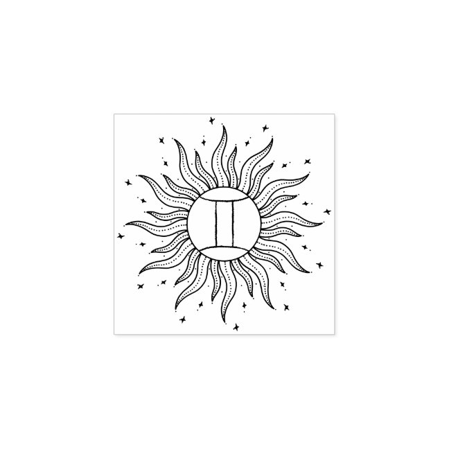 Sun Horoscope Gemini Rubber Stamp