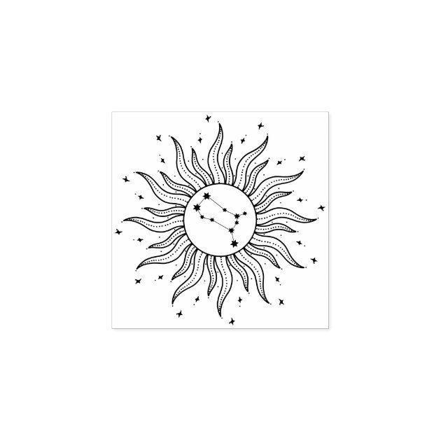 Sun Horoscope Gemini Sign Rubber Stamp