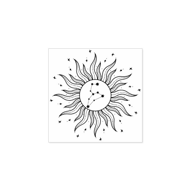 Sun Horoscope Leo Sign Rubber Stamp