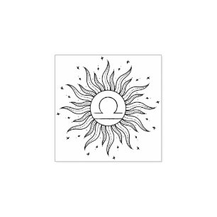 Sun Horoscope Libra Zodiac Astrology Rubber Stamp