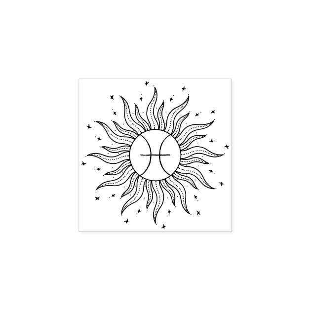 Sun Horoscope Pisces | Zodiac Rubber Stamp