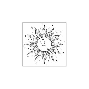 Sun Horoscope Taurus Zodiac Sign Astrology Rubber Stamp