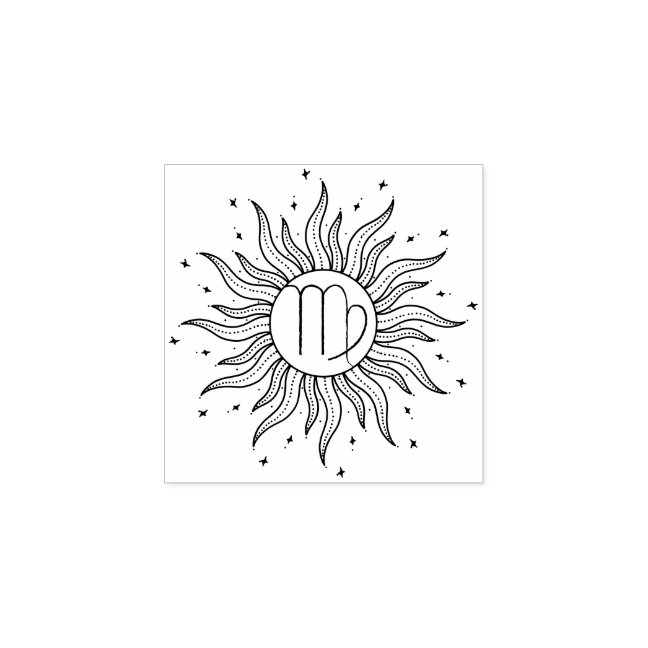 Sun Horoscope Virgo Rubber Stamp