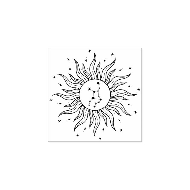 Sun Horoscope Virgo Rubber Stamp