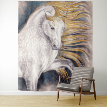 Sun Horse Equine Watercolor Art Tapestry