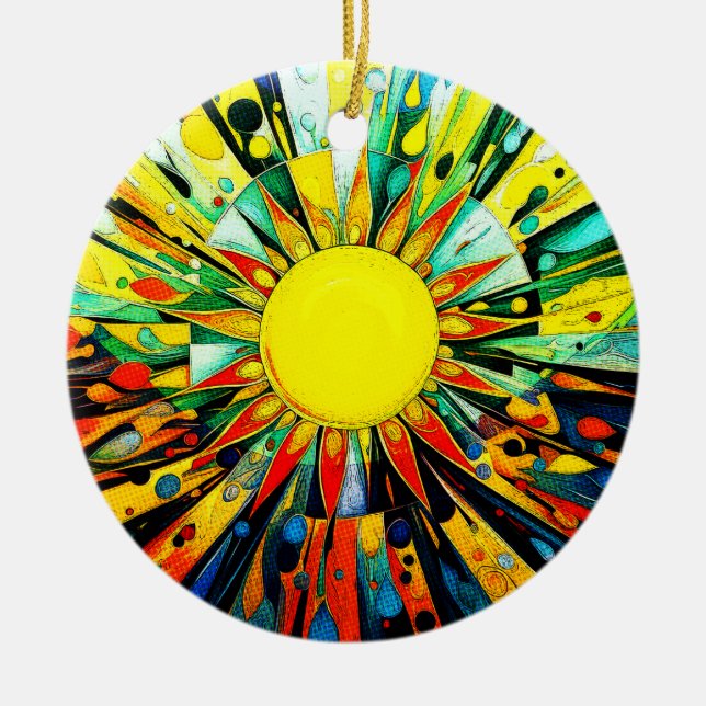 Sun In Abstract 910 Ceramic Ornament (Front)