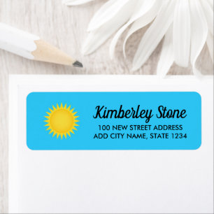 Sun in clear blue sky label