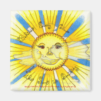 Sun in Clouds - 2" Sq. Magnet (white)