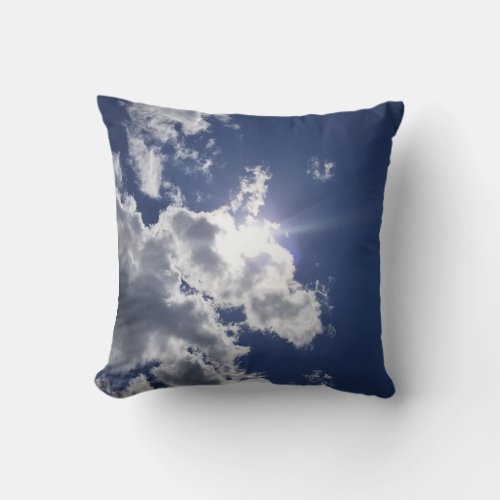 Sun In Cloudy Sky Throw Pillow