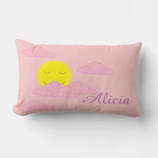 Sun in Hazy Sky: Light Pink  Lumbar Pillow (Front)