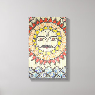 Sun in Madhubani painting style Canvas Print
