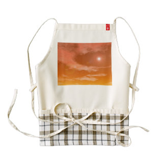 Sun in the sunset sky background - 3D render Zazzle HEART Apron