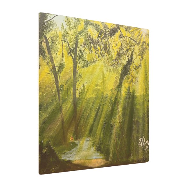 Sun in the Woods, by Gary Poling Metal Print (Angled)