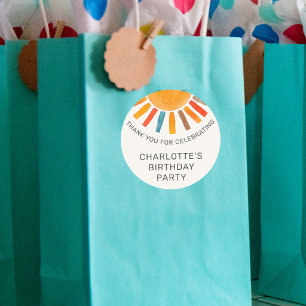 Sun Kids Birthday Party Thank You Favor Classic Round Sticker