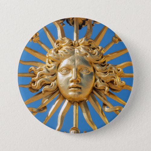 Sun King on Golden gate of Versailles castle Button