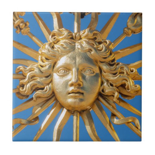 Sun King on Golden gate of Versailles castle Ceramic Tile