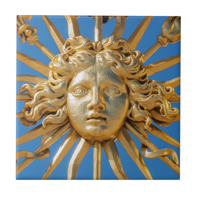 Sun King on Golden gate of Versailles castle Ceramic Tile (Front)