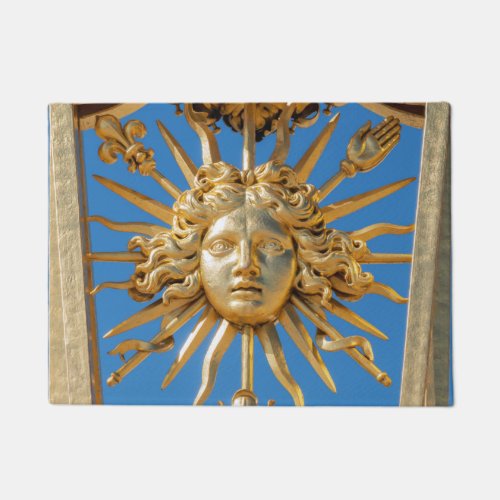 Sun King on Golden gate of Versailles castle Doormat