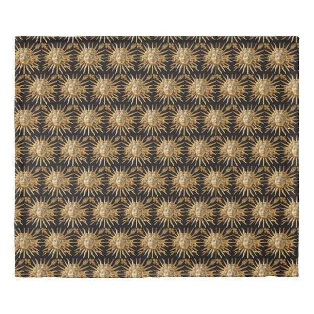 Sun King on Golden gate of Versailles castle Duvet Cover (Front)